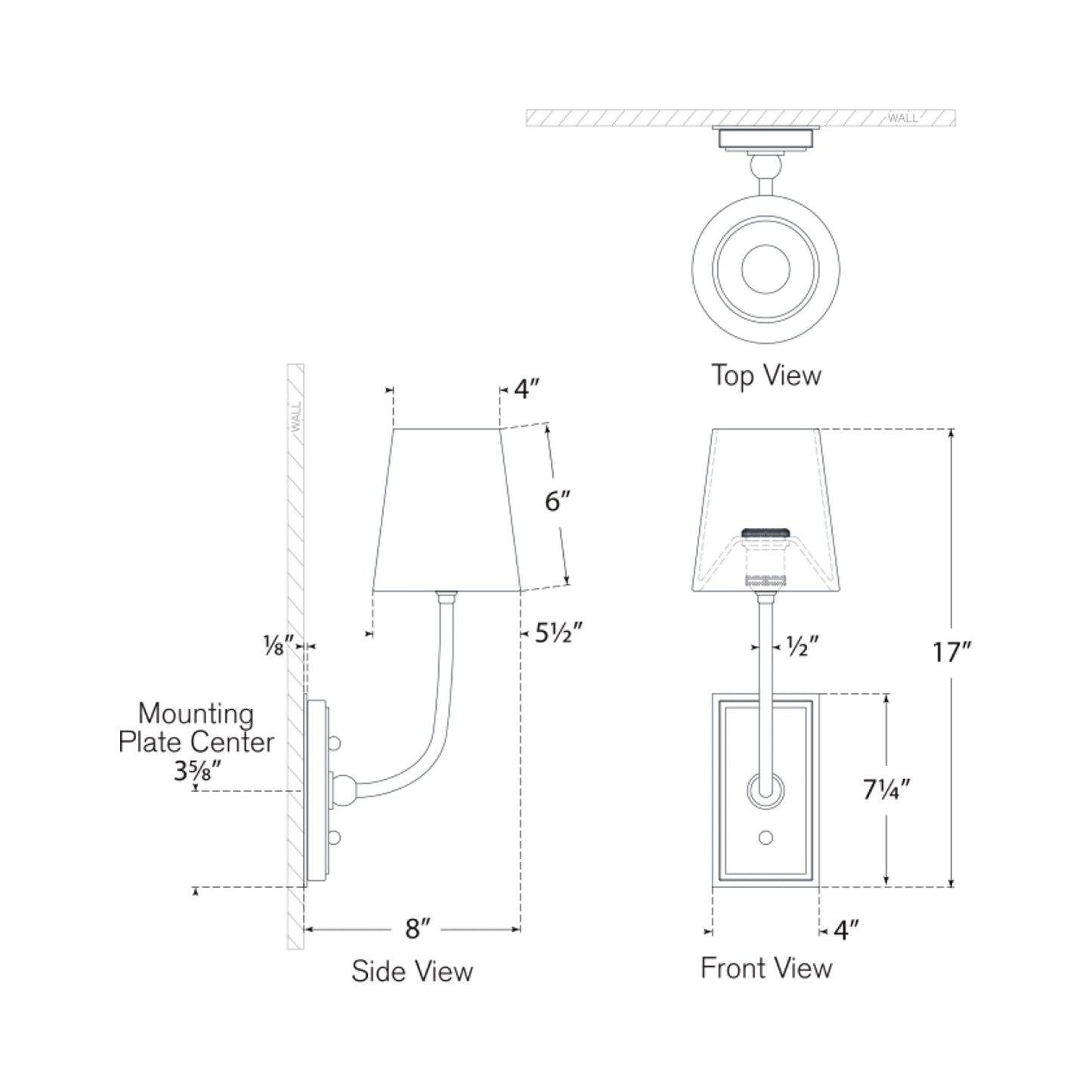 Hulton Wall Light - line drawing.