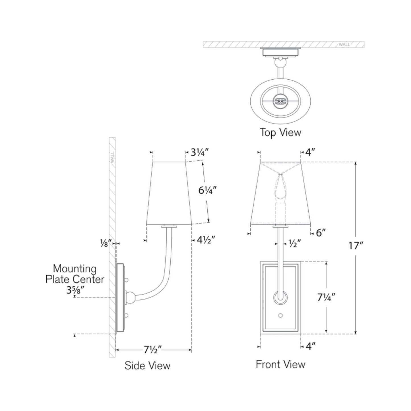 Hulton Wall Light - line drawing.