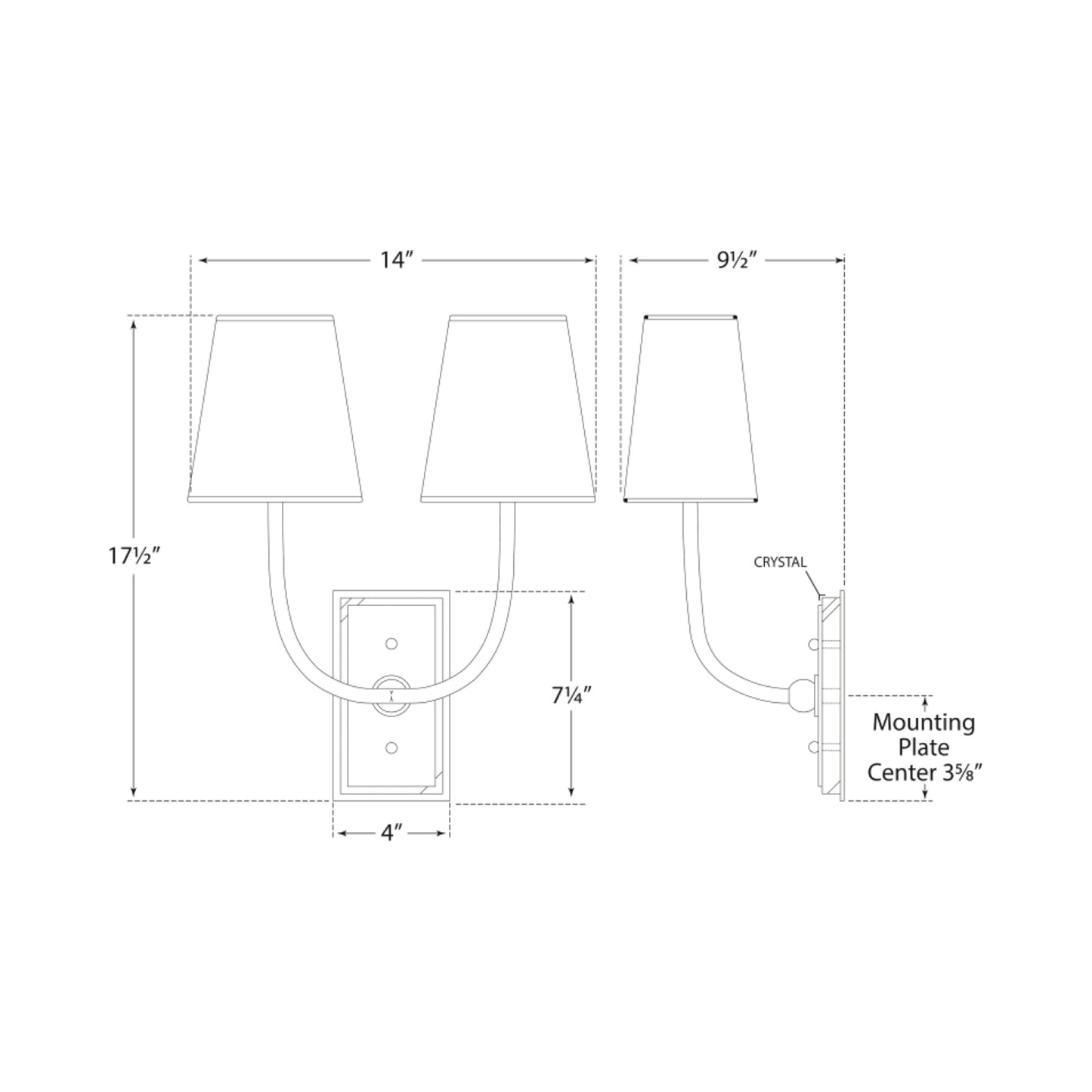 Hulton Wall Light - line drawing.
