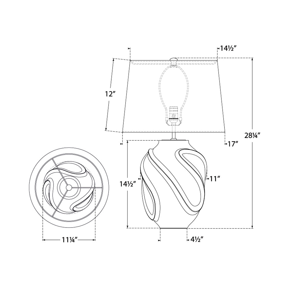 Idalia Table Lamp - line drawing.