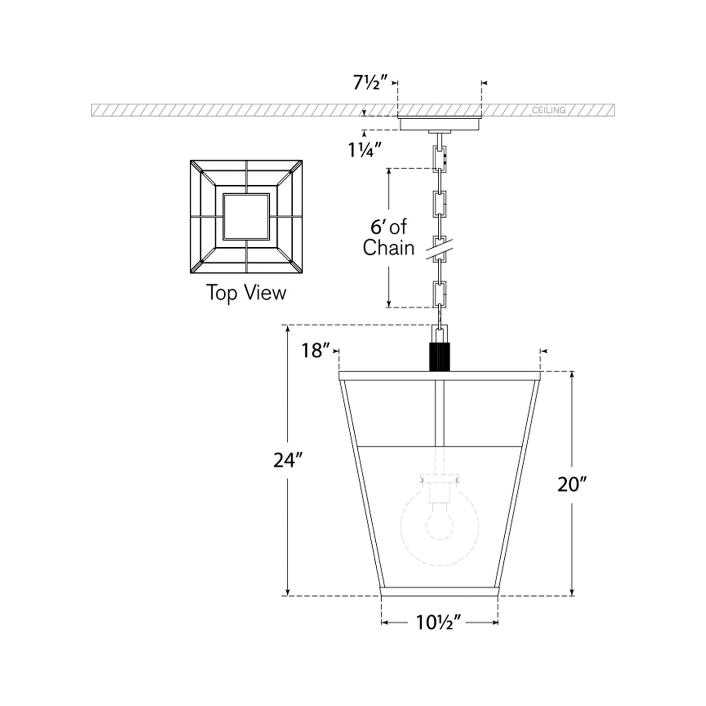 Illume Pendant Light - line drawing.