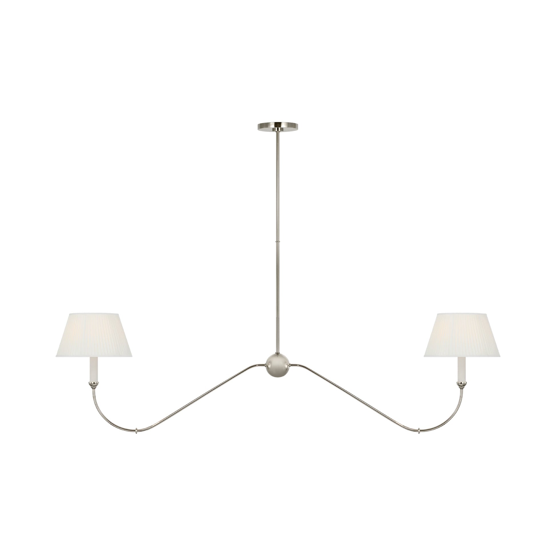 Ingela Linear Chandelier in Polished Nickel.