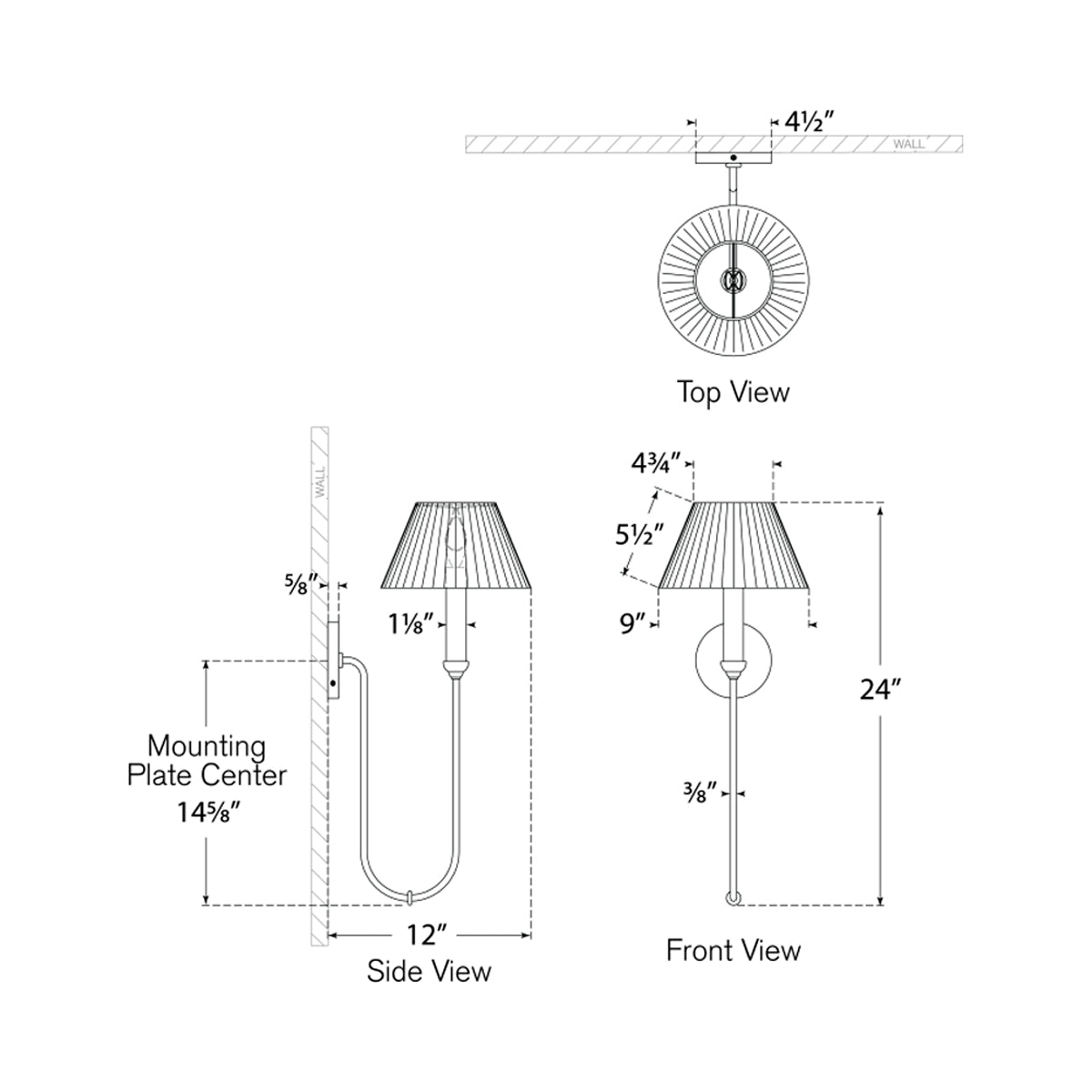 Ingela Wall Light - line drawing.