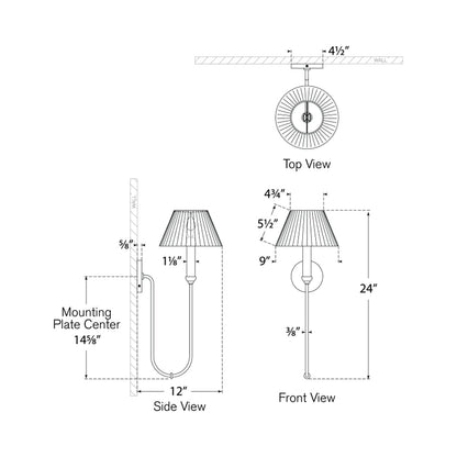 Ingela Wall Light - line drawing.