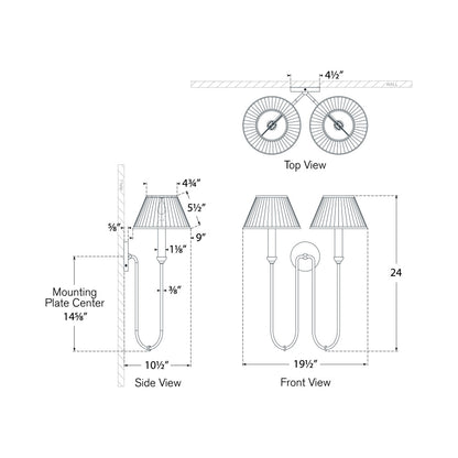 Ingela Wall Light - line drawing.