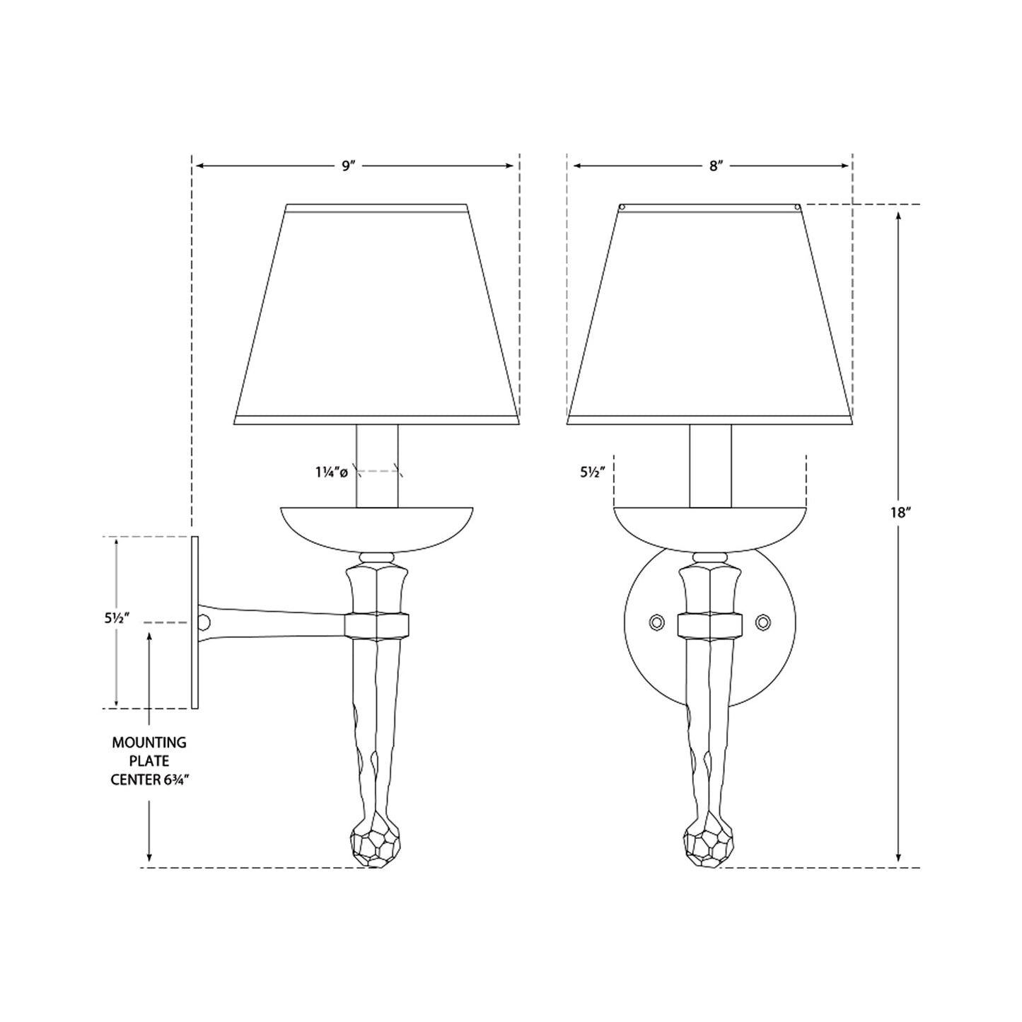 Iron Wall Light - line drawing.