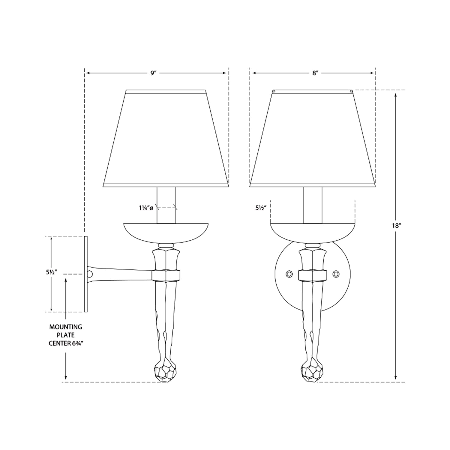 Iron Wall Light - line drawing.