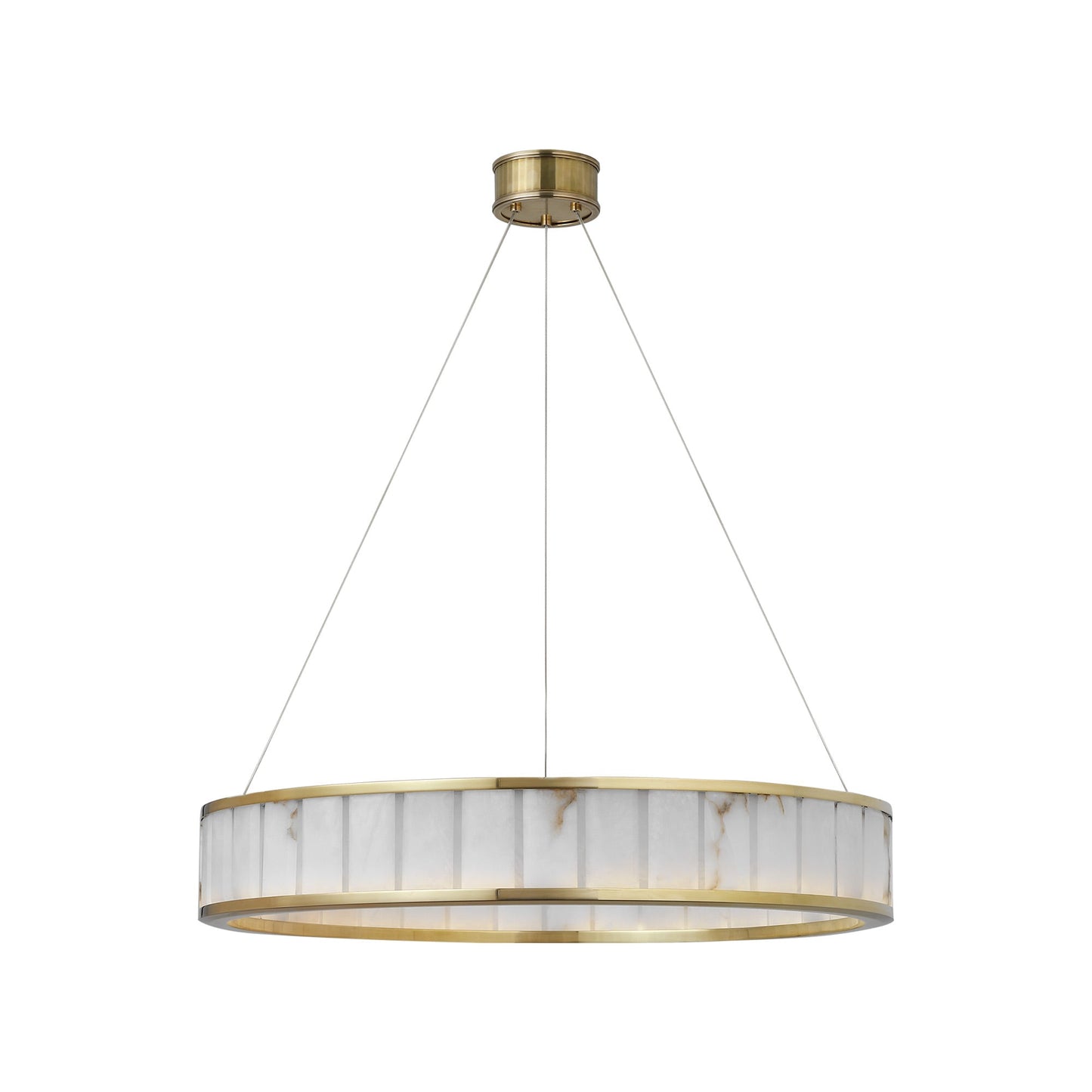 Iterna LED Ring Chandelier in Antique-Burnished Brass/Alabaster (30-Inch).