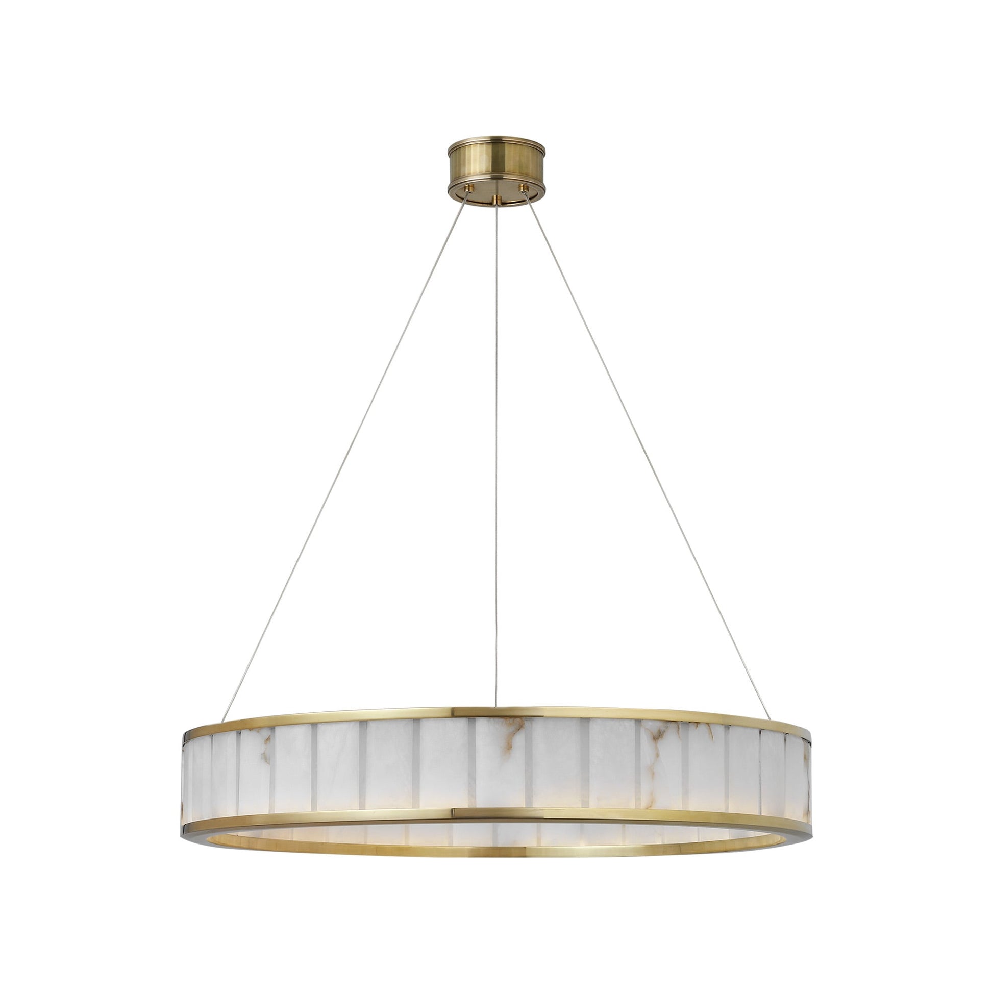 Iterna LED Ring Chandelier in Antique-Burnished Brass/Alabaster (30-Inch).