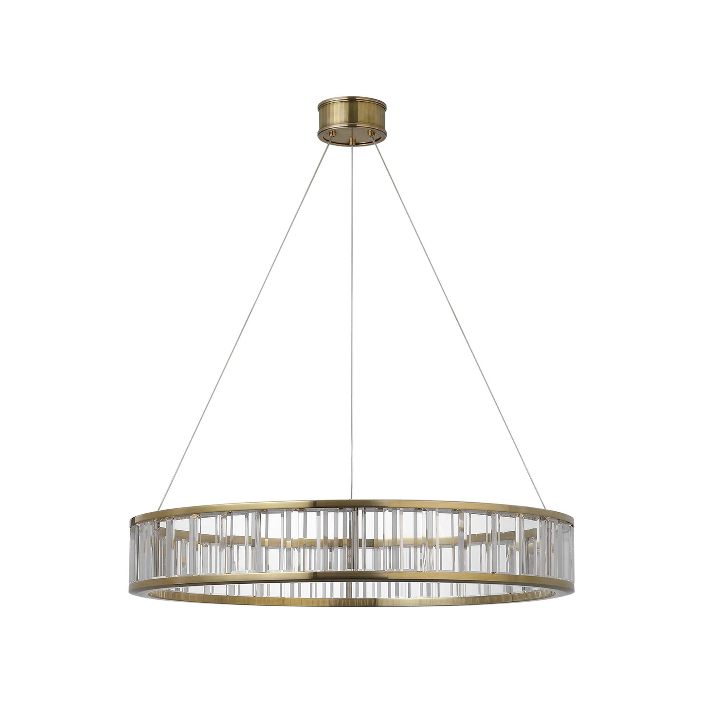 Iterna LED Ring Chandelier in Antique-Burnished Brass/Crystal (30-Inch).