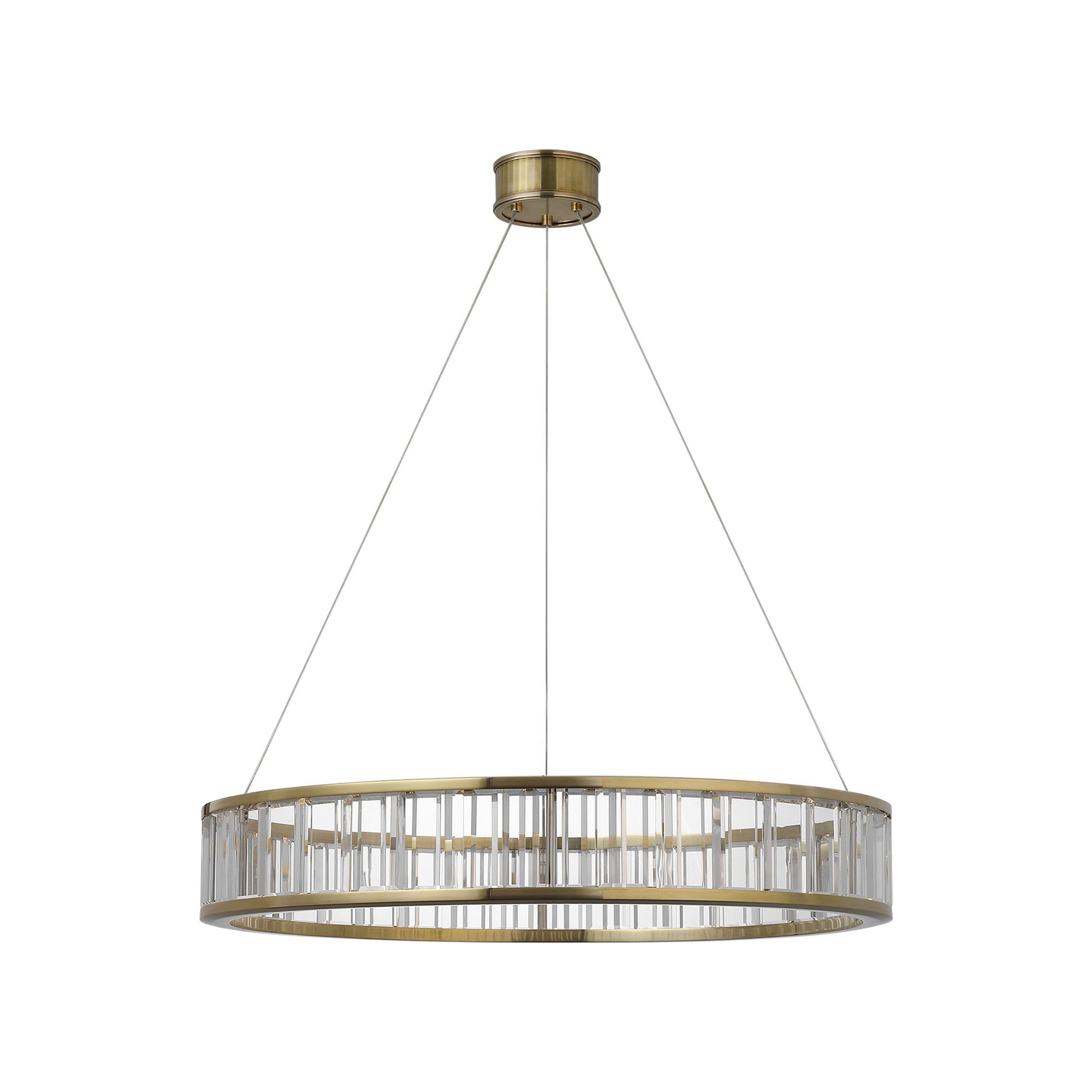 Iterna LED Ring Chandelier in Antique-Burnished Brass/Crystal (30-Inch).