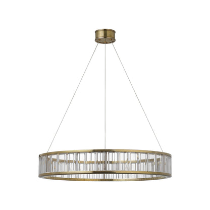 Iterna LED Ring Chandelier in Antique-Burnished Brass/Crystal (30-Inch).