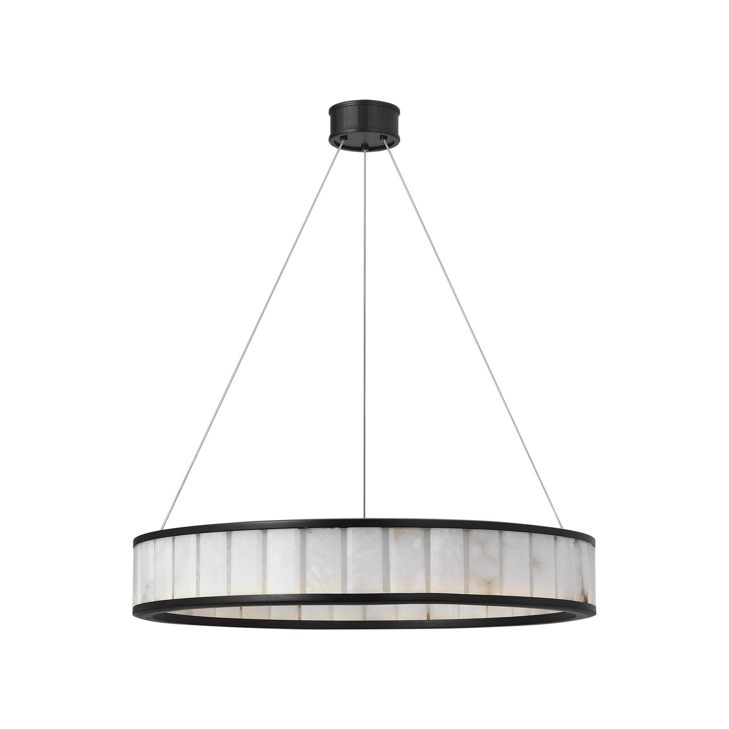 Iterna LED Ring Chandelier in Modern Iron/Alabaster (30-Inch).