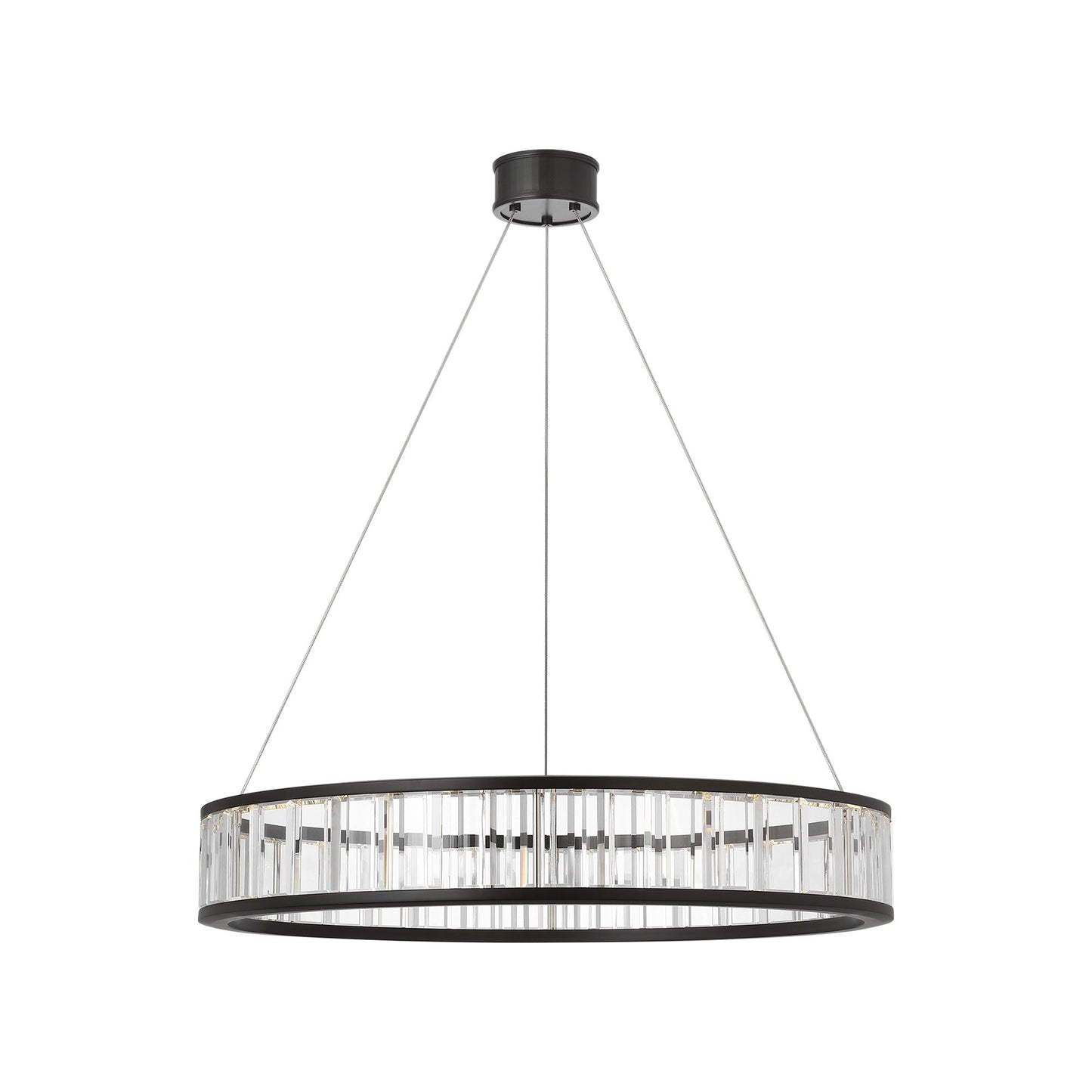 Iterna LED Ring Chandelier in Modern Iron/Crystal (30-Inch).