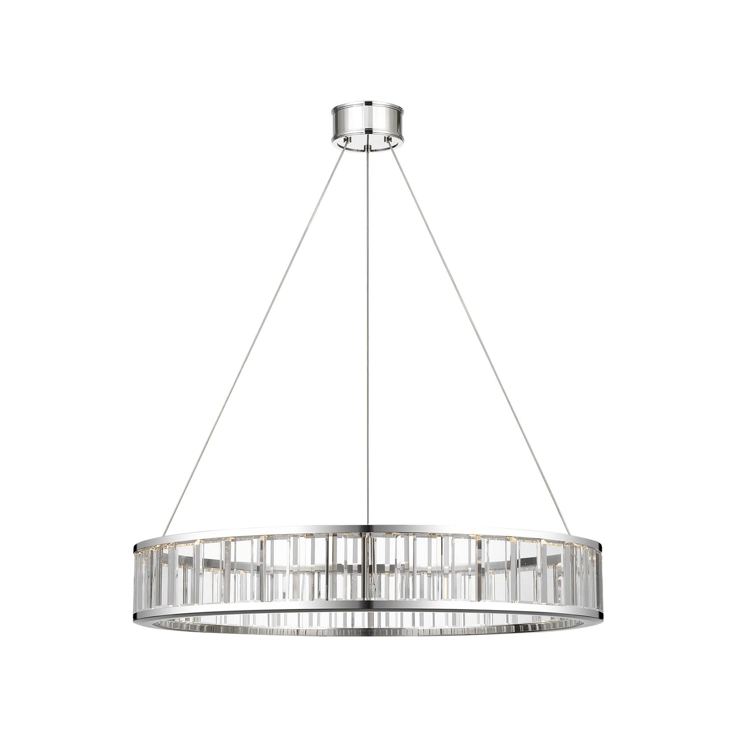 Iterna LED Ring Chandelier in Polished Nickel/Crystal (30-Inch).