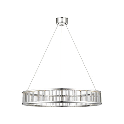 Iterna LED Ring Chandelier in Polished Nickel/Crystal (30-Inch).