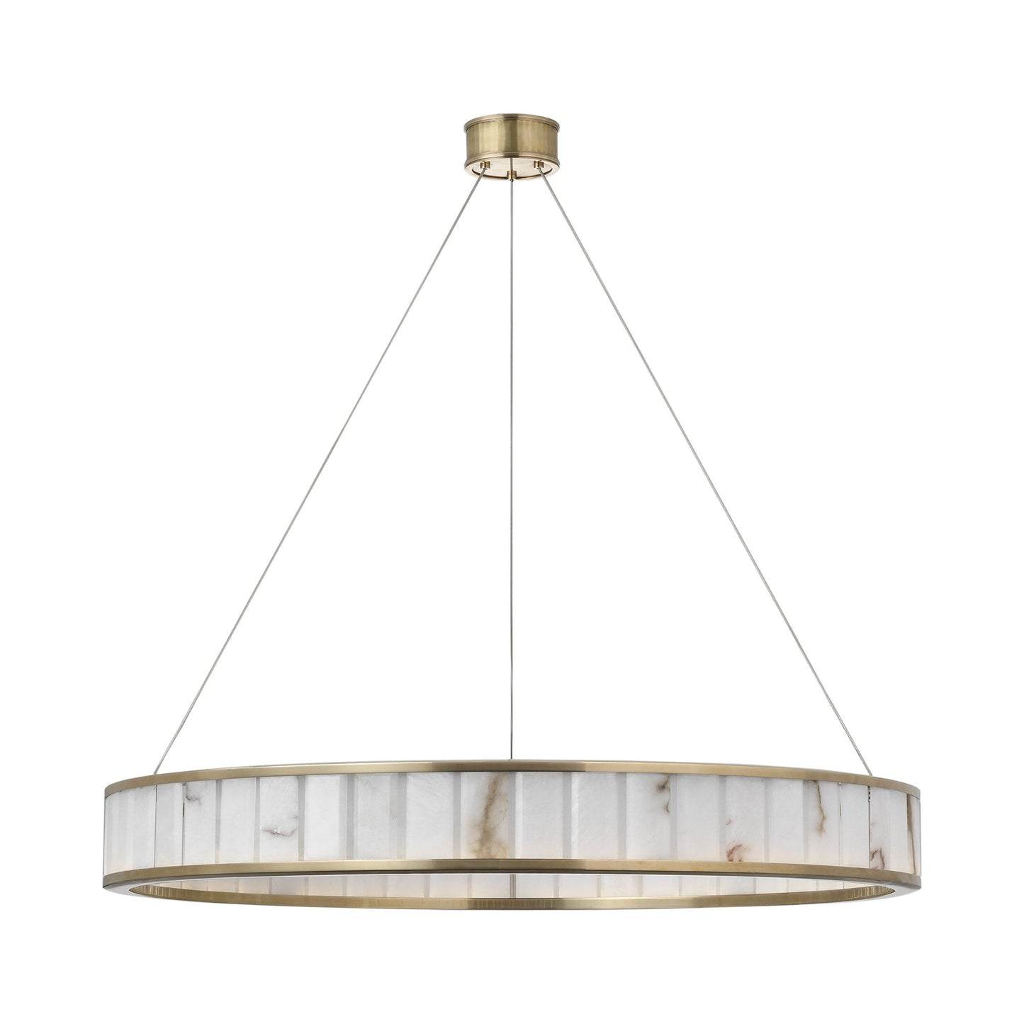 Iterna LED Ring Chandelier in Antique-Burnished Brass/Alabaster (40-Inch).