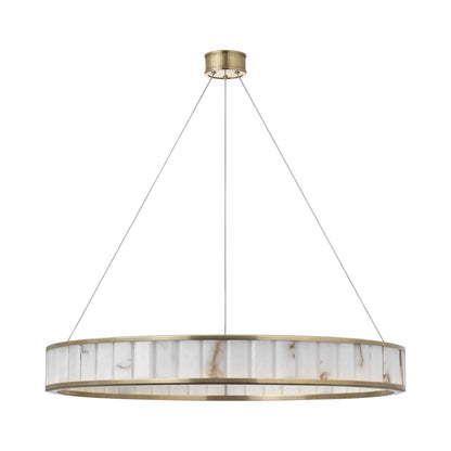 Iterna LED Ring Chandelier in Antique-Burnished Brass/Alabaster (40-Inch).