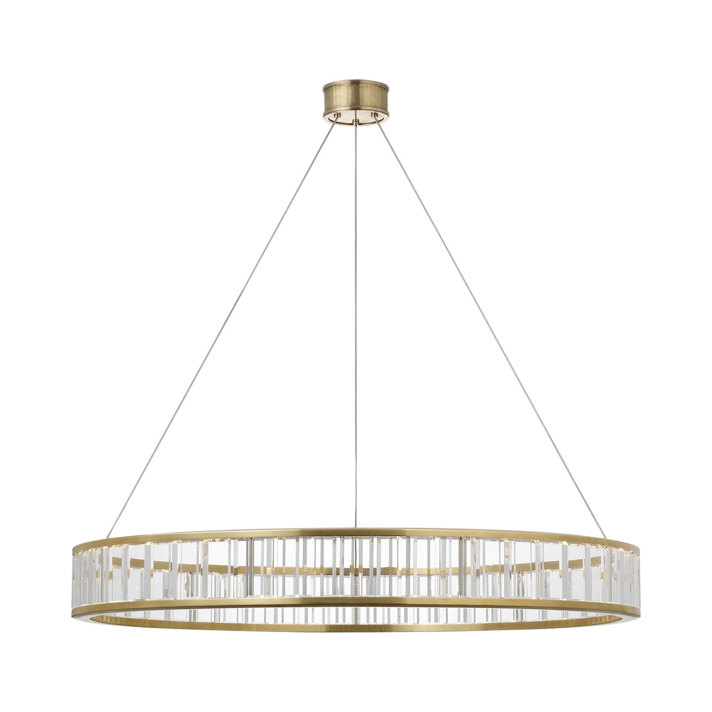 Iterna LED Ring Chandelier in Antique-Burnished Brass/Crystal (40-Inch).