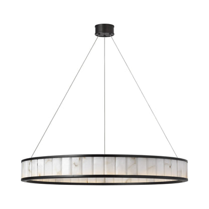 Iterna LED Ring Chandelier in Modern Iron/Alabaster (40-Inch).