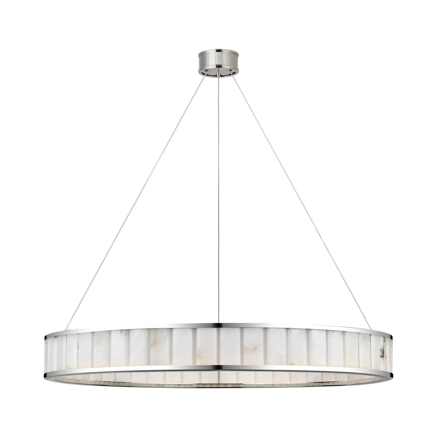 Iterna LED Ring Chandelier in Polished Nickel/Alabaster (40-Inch).