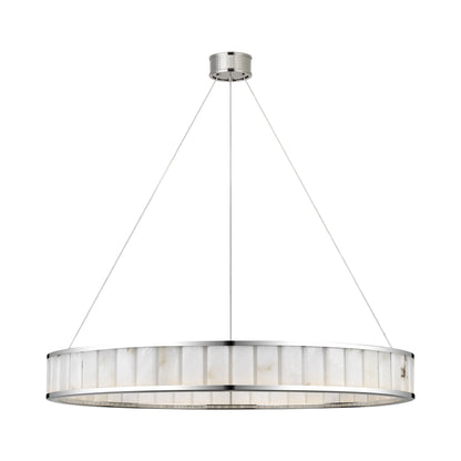 Iterna LED Ring Chandelier in Polished Nickel/Alabaster (40-Inch).