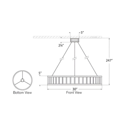 Iterna LED Ring Chandelier - line drawing.