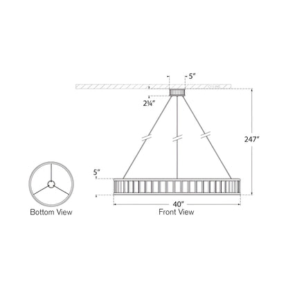 Iterna LED Ring Chandelier - line drawing.