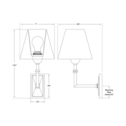 Jane Wall Light - line drawing.
