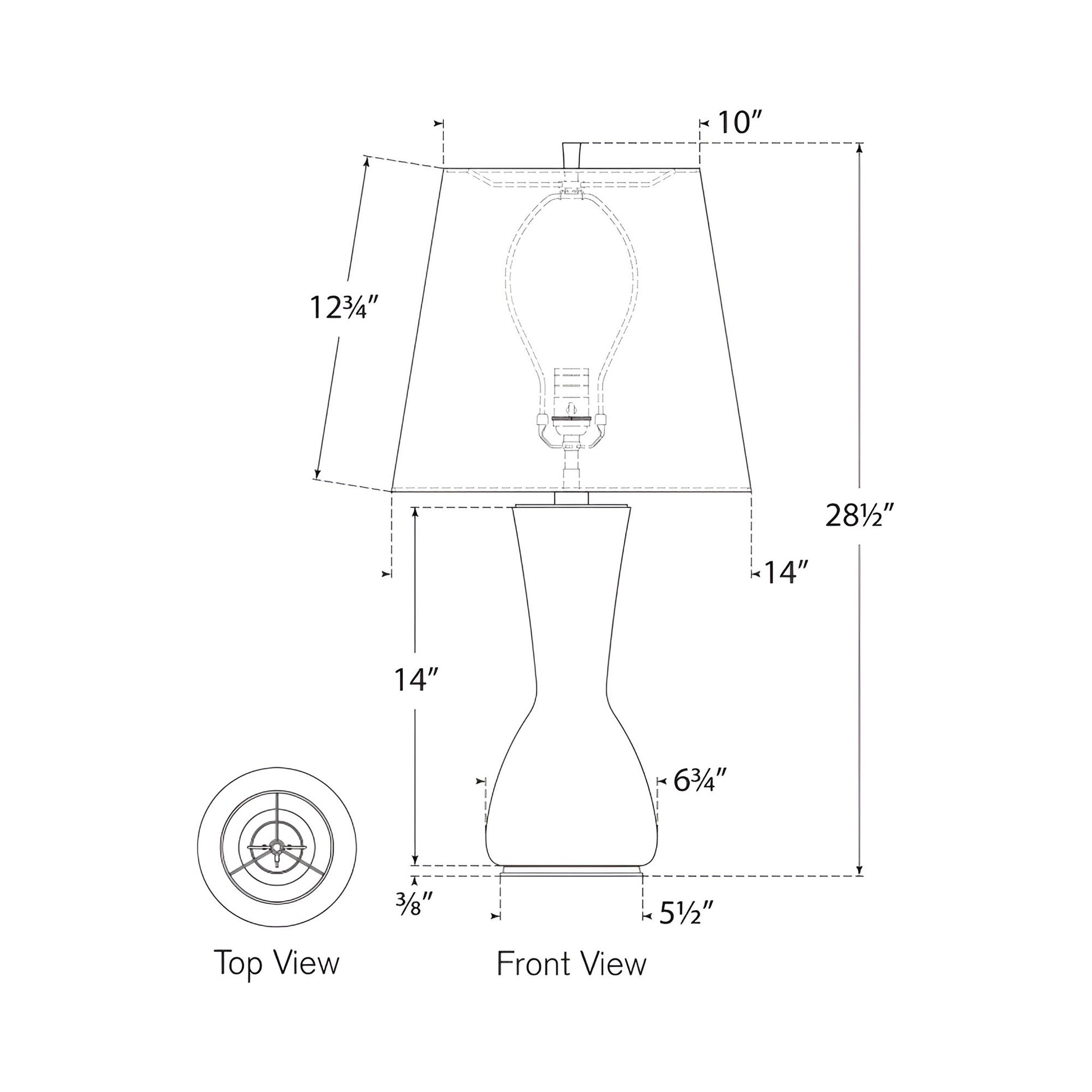 Jess Table Lamp - line drawing.