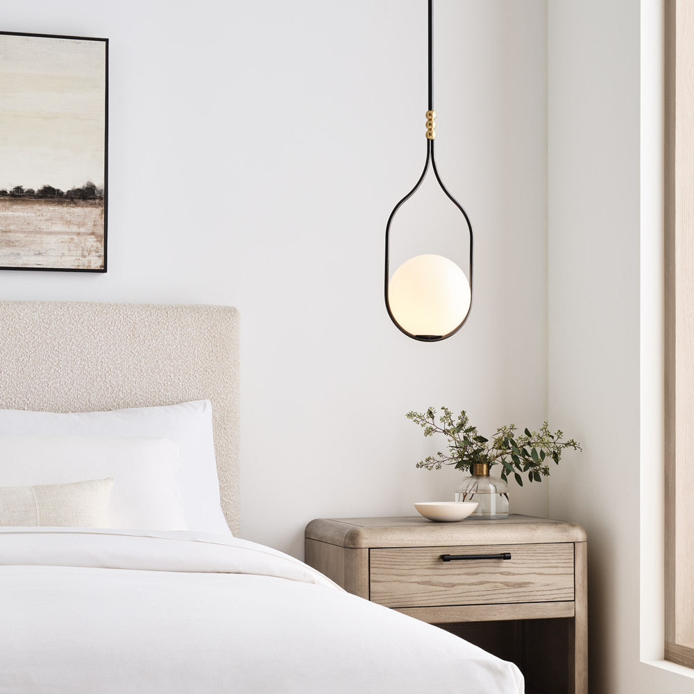 Jodo LED Pendant Light in bedroom.