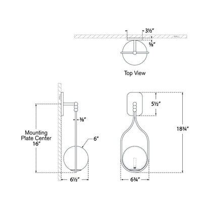Jodo LED Wall Ligh - line drawing.