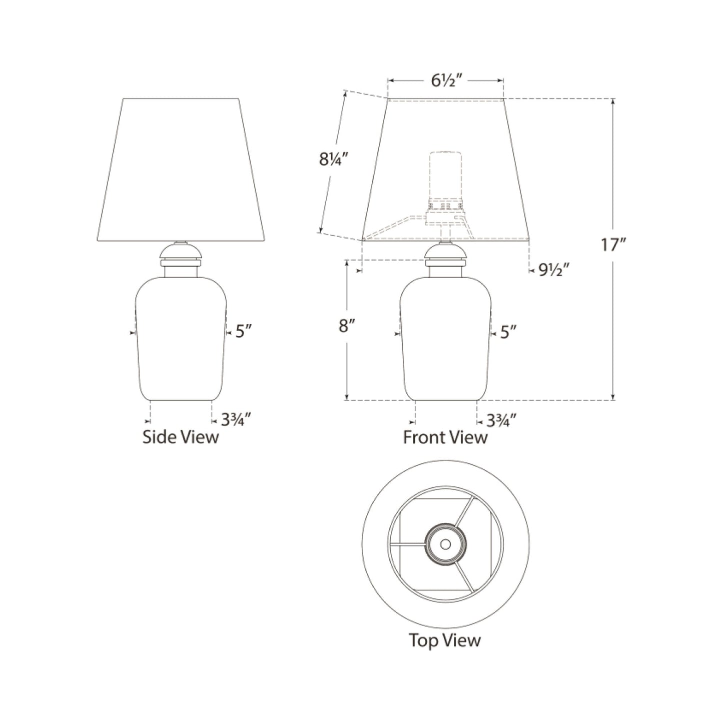 Josy LED Rechargeable Table Lamp - line drawing.