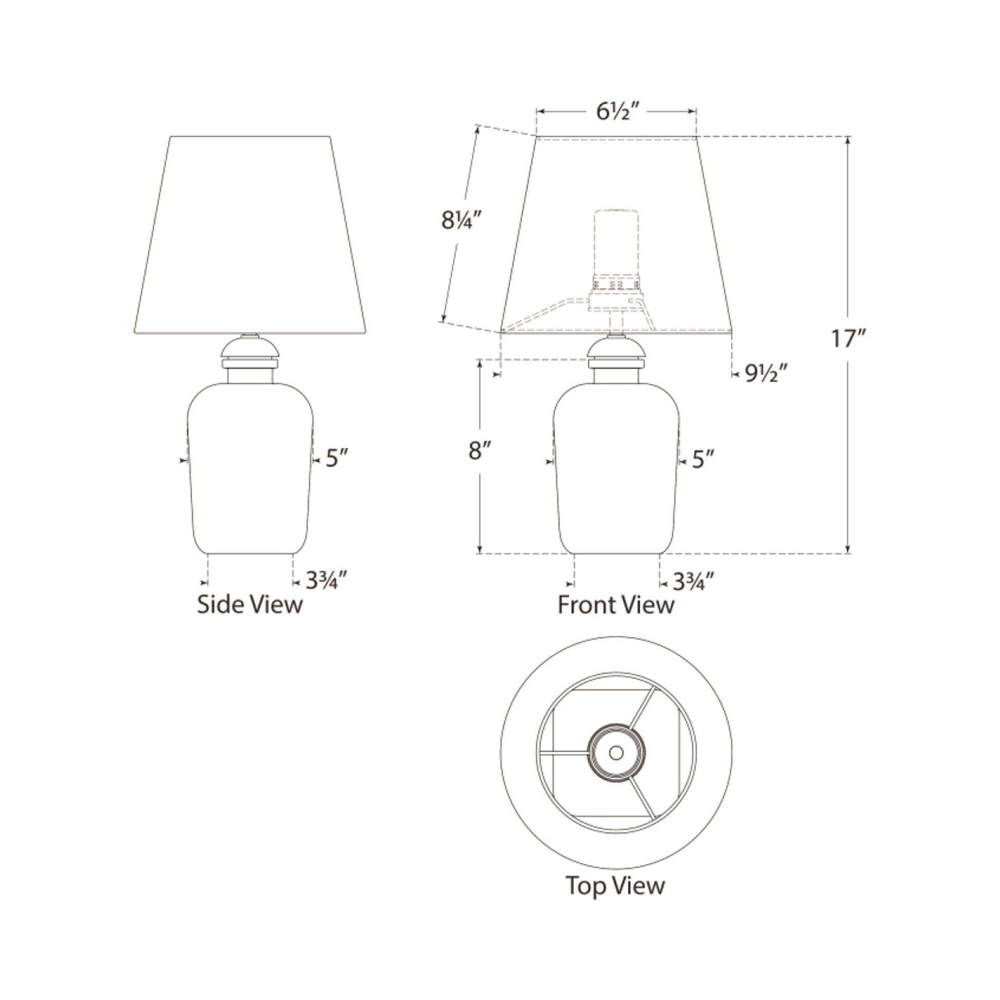 Josy LED Rechargeable Table Lamp - line drawing.