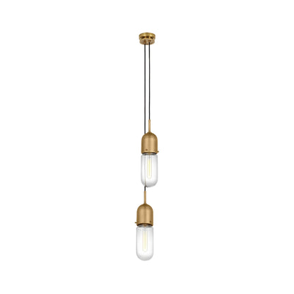 Junio Pendant Light in Hand-Rubbed Antique Brass/Clear Glass (2-Light).