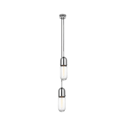 Junio Pendant Light in Polished Nickel/Clear Glass (2-Light).