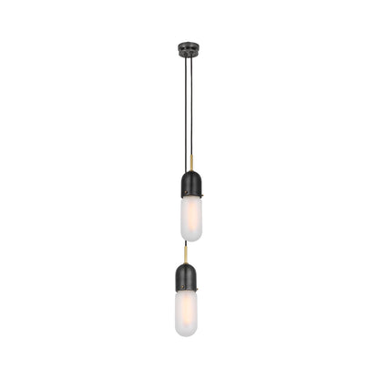 Junio Pendant Light in Bronze/Brass/Frosted Glass (2-Light).