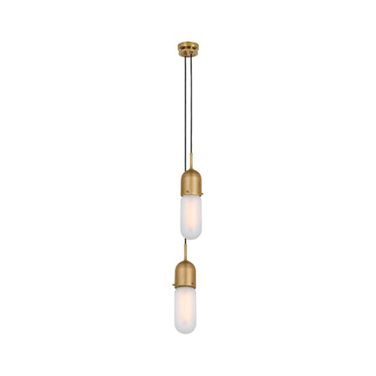 Junio Pendant Light in Hand-Rubbed Antique Brass/Frosted Glass (2-Light).