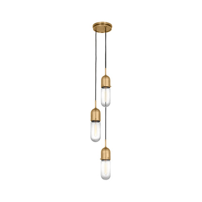 Junio Pendant Light in Hand-Rubbed Antique Brass/Clear Glass (3-Light).