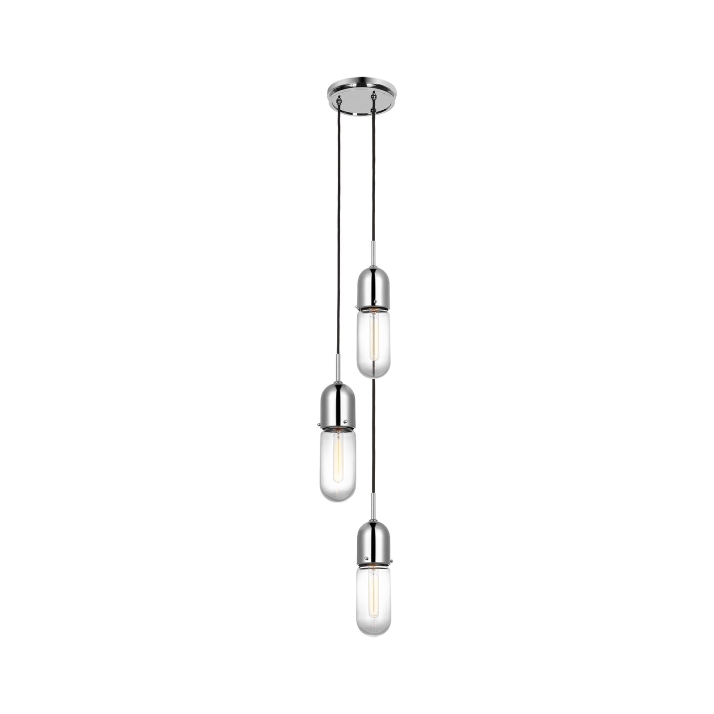 Junio Pendant Light in Polished Nickel/Clear Glass (3-Light).