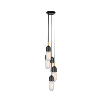 Junio Pendant Light in Bronze/Brass/Frosted Glass (5-Light).