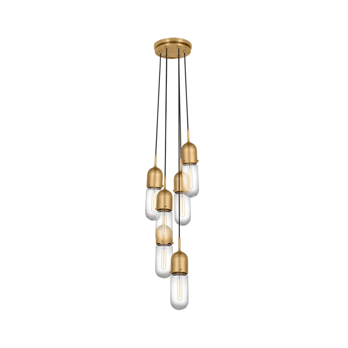 Junio Pendant Light in Hand-Rubbed Antique Brass/Clear Glass (6-Light).