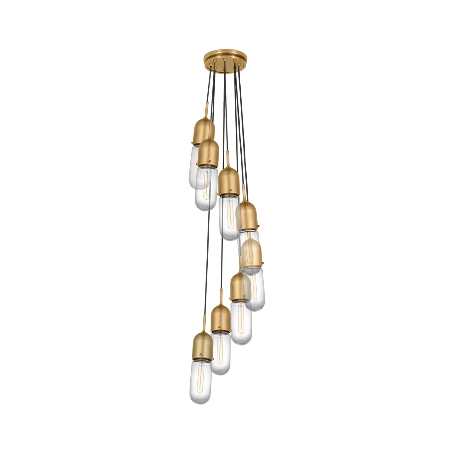 Junio Pendant Light in Hand-Rubbed Antique Brass/Clear Glass (8-Light).