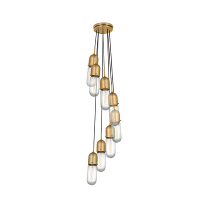 Junio Pendant Light in Hand-Rubbed Antique Brass/Clear Glass (8-Light).