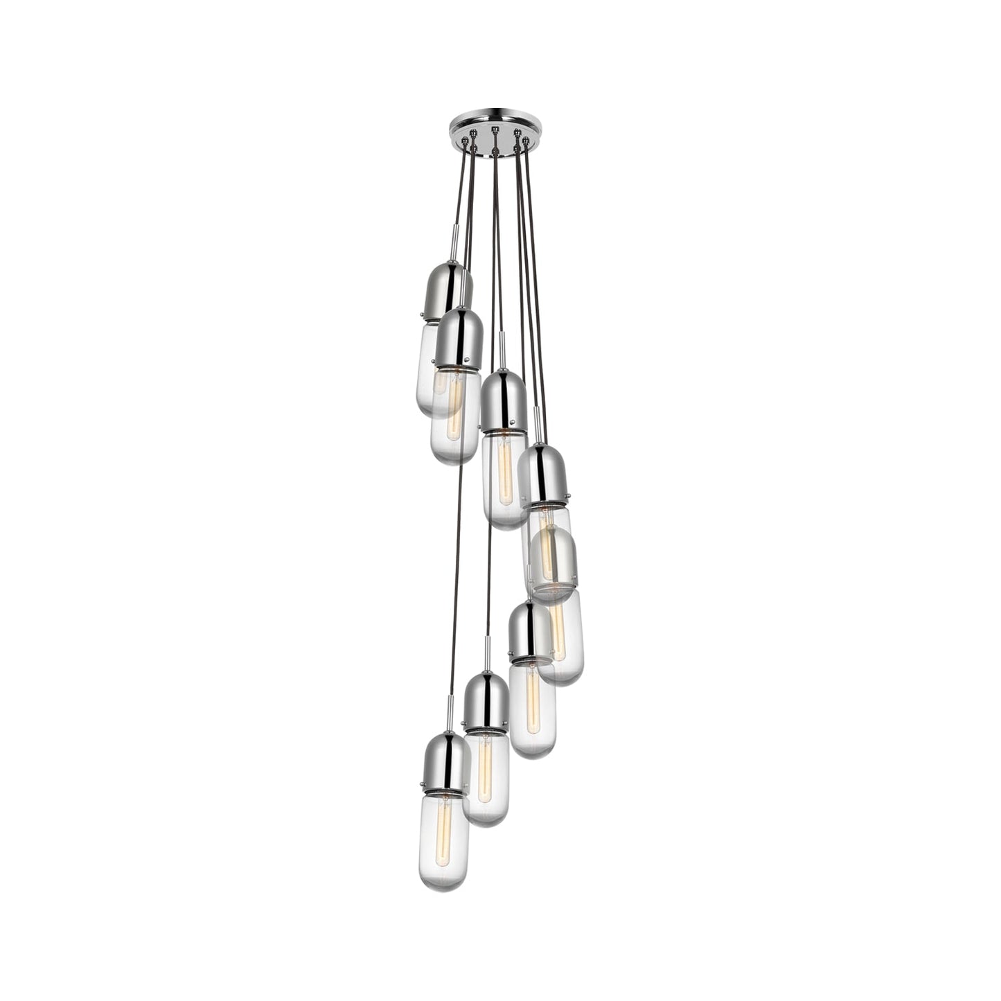 Junio Pendant Light in Polished Nickel/Clear Glass (8-Light).