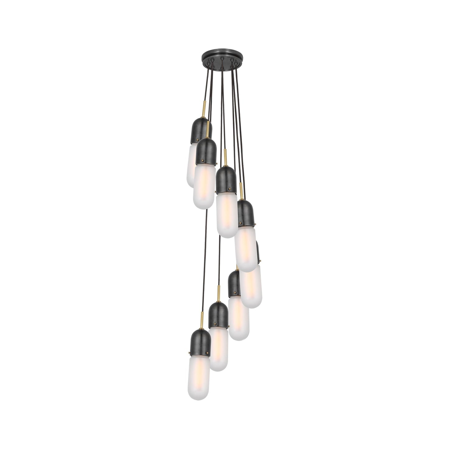 Junio Pendant Light in Bronze/Brass/Frosted Glass (8-Light).