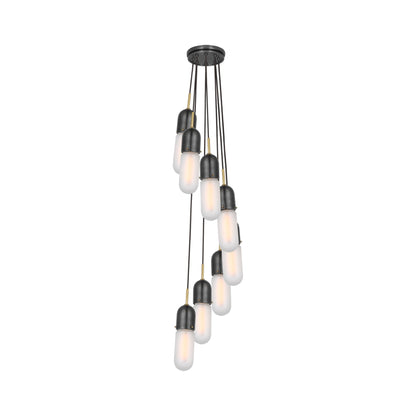 Junio Pendant Light in Bronze/Brass/Frosted Glass (8-Light).