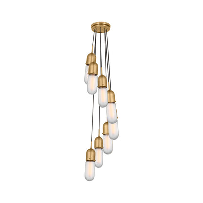 Junio Pendant Light in Hand-Rubbed Antique Brass/Frosted Glass (8-Light).