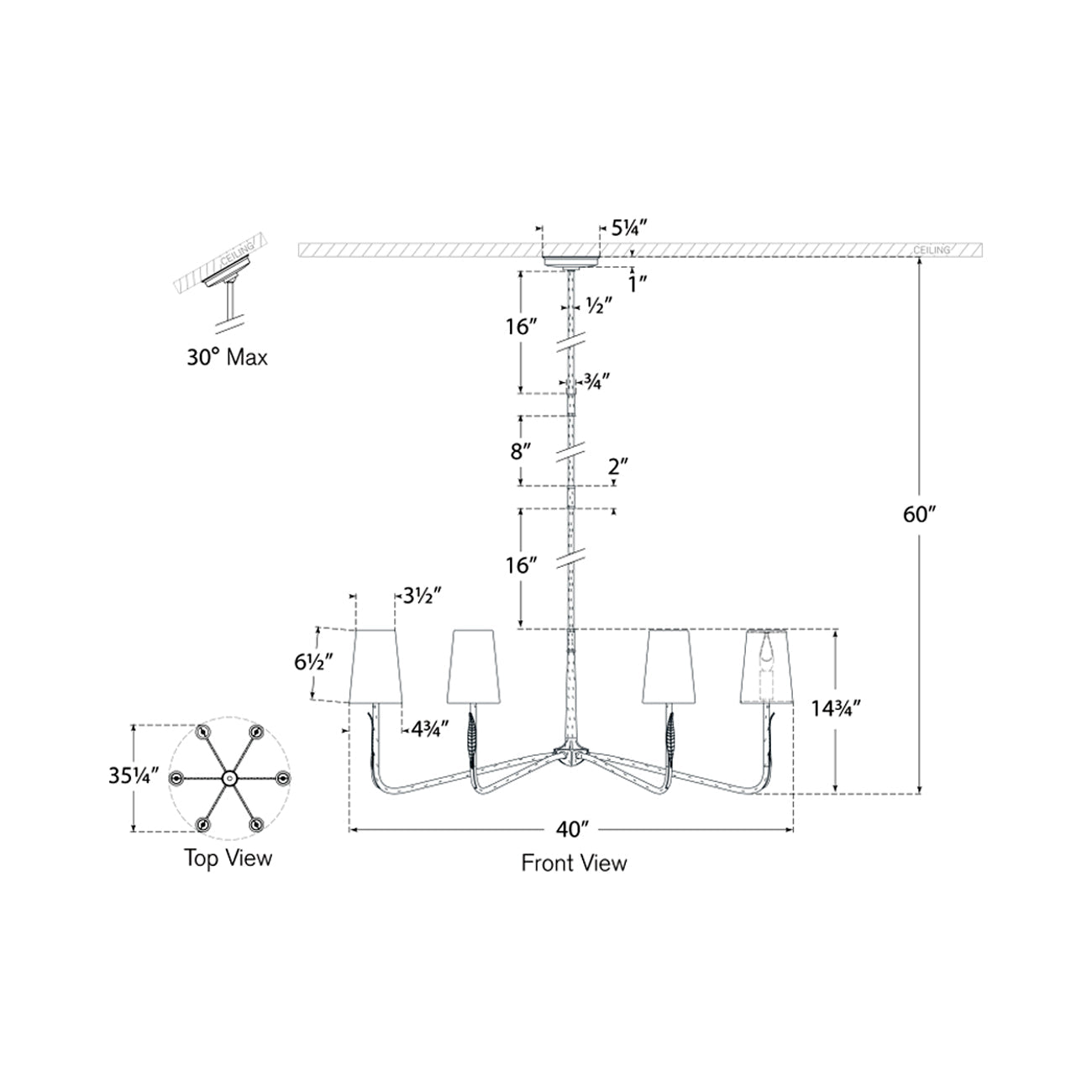 Kairos Chandelier - line drawing.