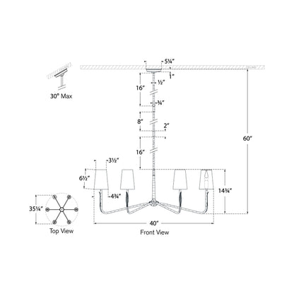 Kairos Chandelier - line drawing.